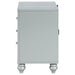 Silver metallic Gunnison 2-drawer nightstand by CoasterEssence, featuring modern design and sleek metal handles.