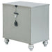 CoasterEssence Gunnison silver metallic 2-drawer nightstand with sleek modern design and sturdy metal handles.