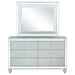 Silver metallic Gunnison 6-drawer dresser with attached mirror from CoasterEssence furniture collection.