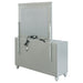 CoasterEssence Gunnison 6-drawer dresser with attached mirror in sleek silver metallic finish, showcasing modern bedroom furniture.