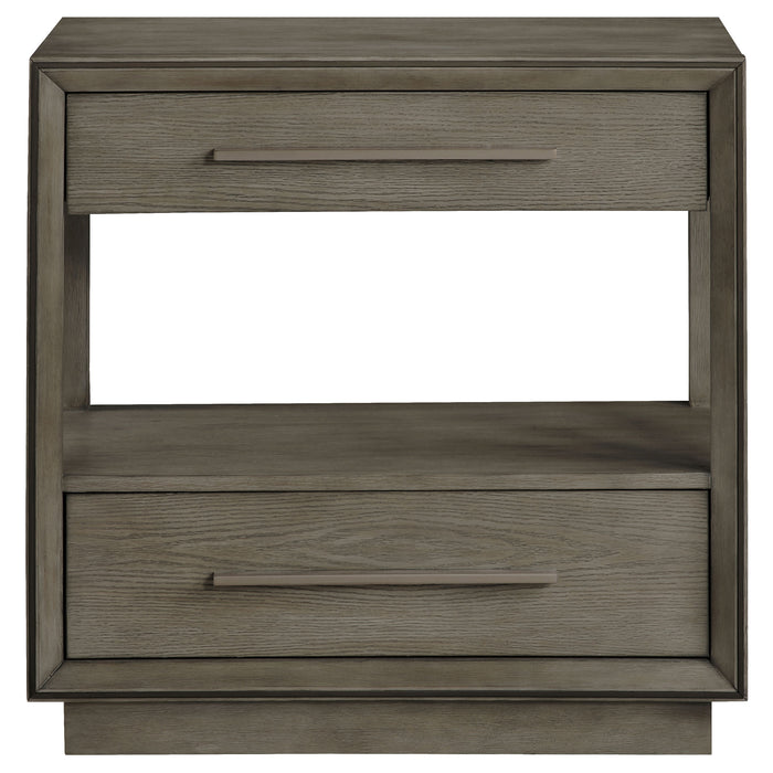 Durango 2-drawer Nightstand Bedside Table Taupe Oak