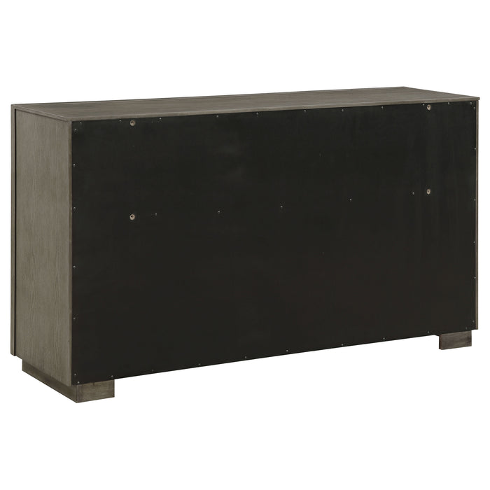 Durango 8-drawer dresser in taupe oak finish with sleek handles, made by CoasterEveryday, showcasing its spacious storage and modern design.