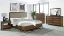 Walnut Madeira 5-piece Eastern King bedroom furniture set by CoasterEveryday, featuring a bed, nightstands, and matching dresser.