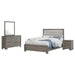Brown oak Wright 4-piece California King bedroom furniture set by CoasterEveryday, including bed frame and matching storage pieces.