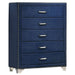 Melody 4-piece Eastern King bedroom set in Pacific Blue, including bed frame, nightstands, and dresser, by CoasterEveryday.
