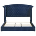 Eastern King Wingback Bed in Pacific Blue with upholstered frame and wingback details, modern furniture by CoasterEveryday