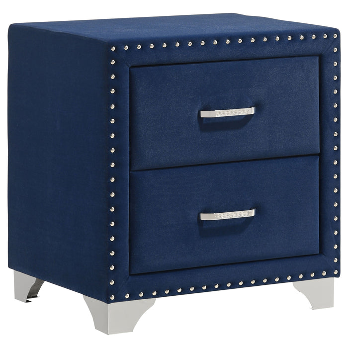 Melody Upholstered 2-drawer Nightstand Pacific Blue