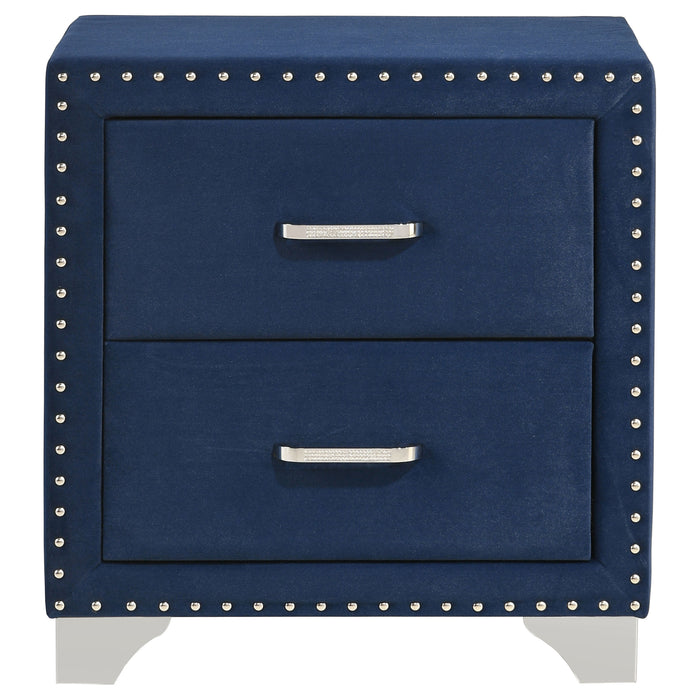 Melody Upholstered 2-drawer Nightstand Pacific Blue