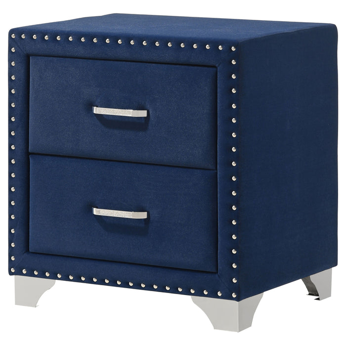 Melody Upholstered 2-drawer Nightstand Pacific Blue