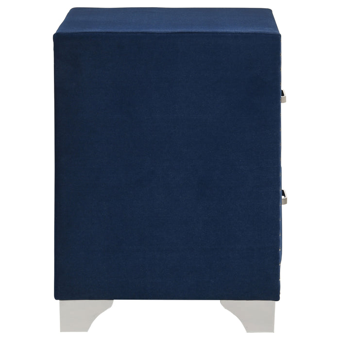 Melody Upholstered 2-drawer Nightstand Pacific Blue