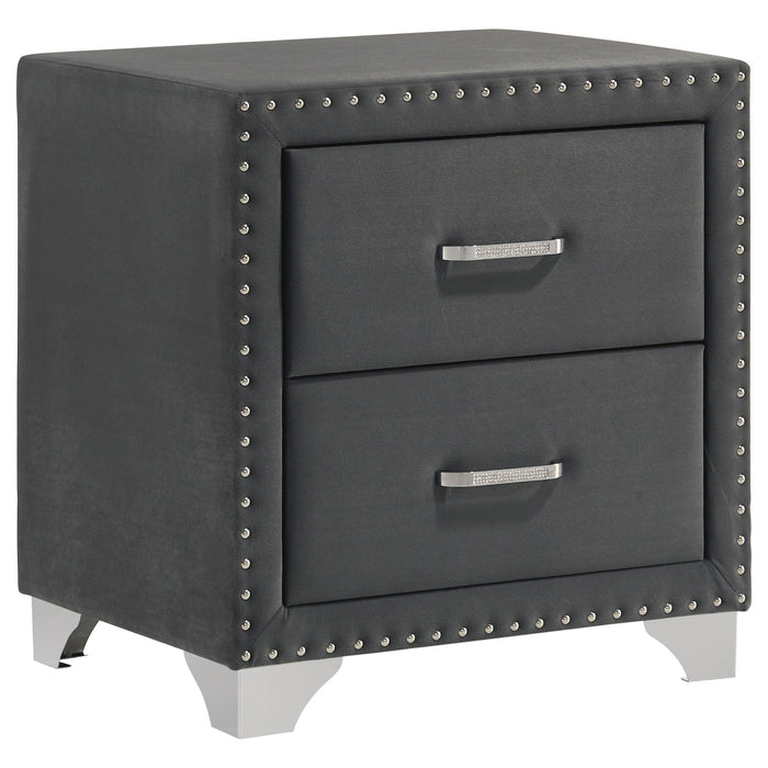Melody Upholstered 2-drawer Nightstand Grey