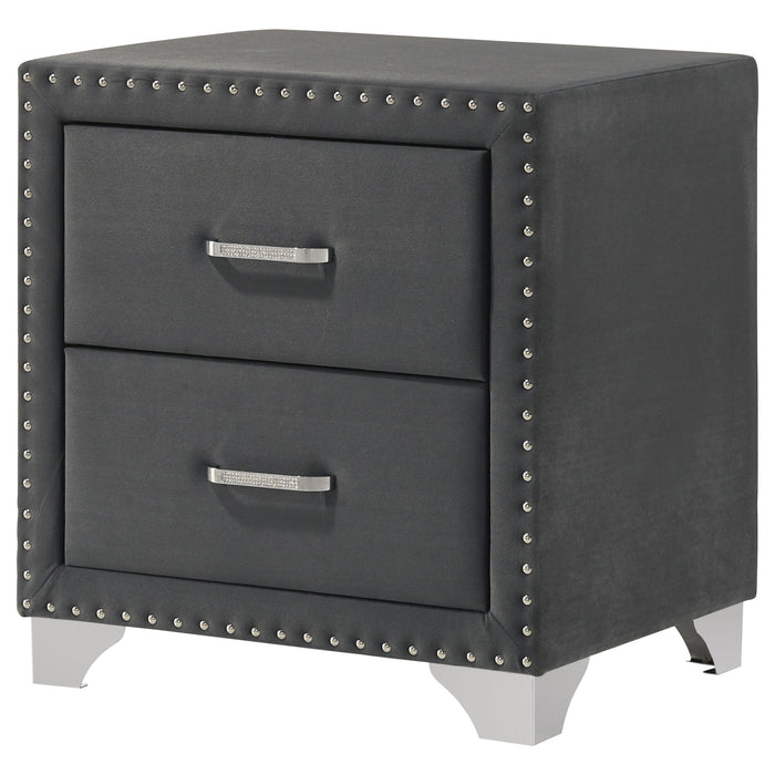 Melody Upholstered 2-drawer Nightstand Grey
