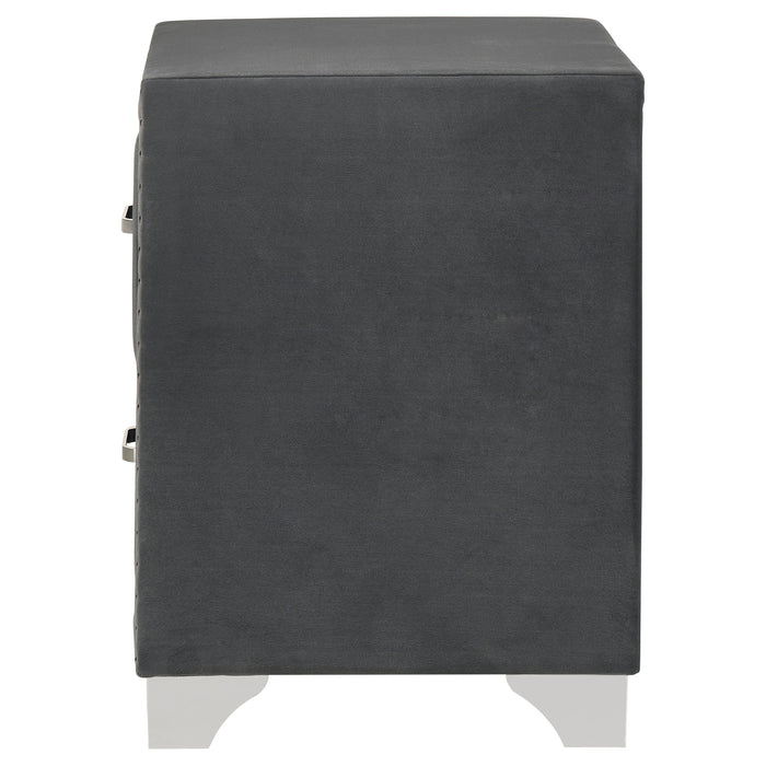 Melody Upholstered 2-drawer Nightstand Grey