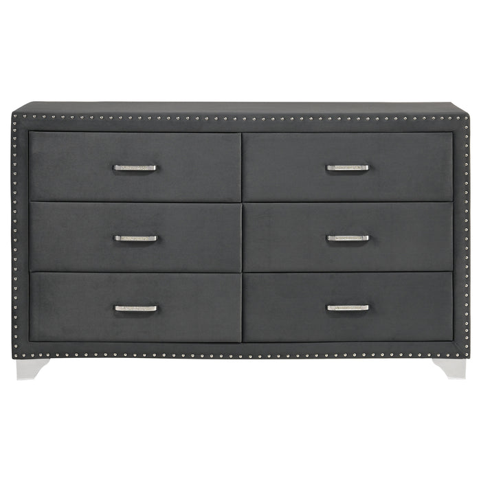 Melody 6-drawer Upholstered Dresser Grey