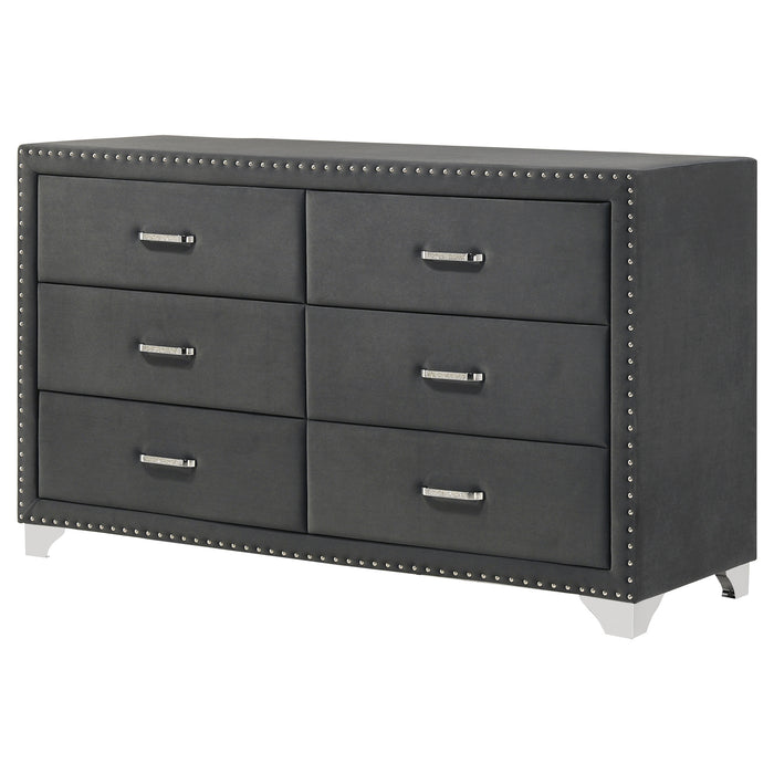 Melody 6-drawer Upholstered Dresser Grey