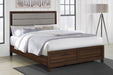 Welsley 50-inch upholstered Eastern King bed in walnut finish, featuring a padded headboard and wooden frame, CoasterEveryday furniture