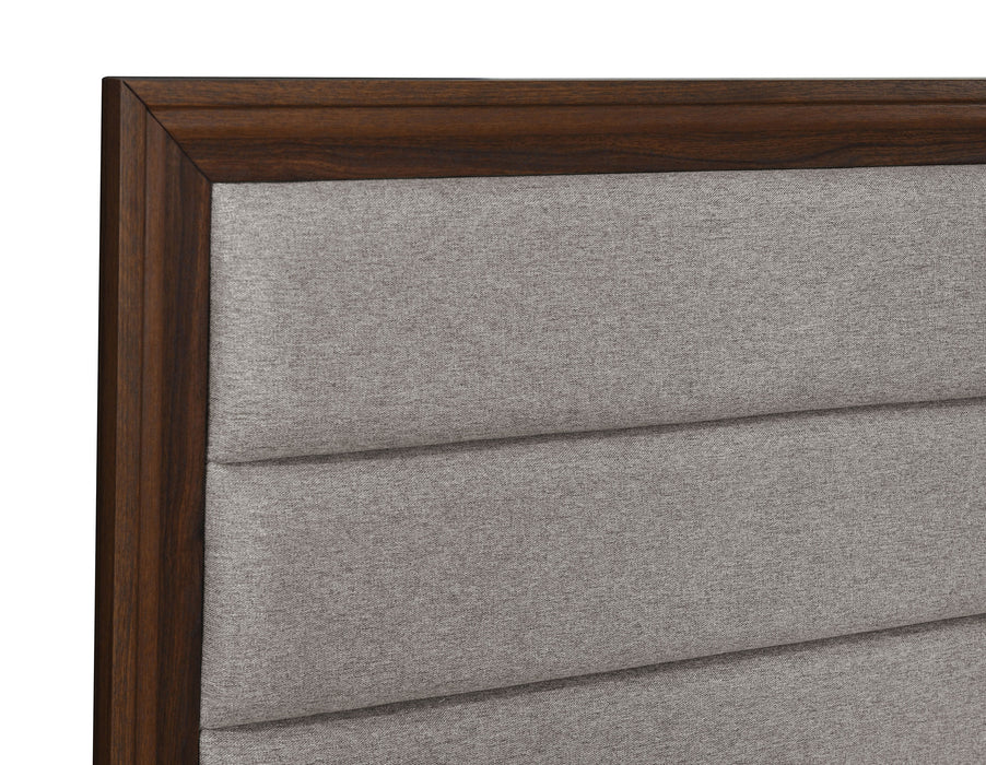 Welsley 4-piece California King bedroom set by CoasterEveryday, featuring walnut finish, includes bed frame and matching furniture pieces.