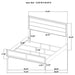 Welsley 50-inch upholstered California King bed in walnut finish with padded headboard and wooden frame, modern bedroom furniture.
