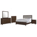 Welsley 5-piece queen bedroom set by CoasterEveryday featuring walnut wood finish and modern furniture design.