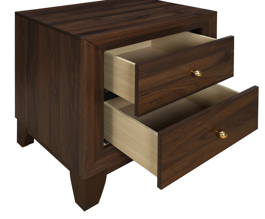 Walnut Welsley 2-drawer nightstand by CoasterEveryday, showcasing a modern bedside table with sleek drawers and wood finish.