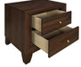 Walnut Welsley 2-drawer nightstand by CoasterEveryday, showcasing a modern bedside table with sleek drawers and wood finish.