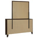 Walnut Welsley 6-drawer dresser with matching mirror, contemporary furniture piece with sleek wood finish and modern design accents.
