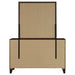 Welsley 6-drawer walnut dresser with matching mirror, modern wooden furniture piece showing sleek drawers and mirror frame.