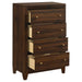 Walnut Welsley 4-drawer chest of drawers from CoasterEveryday, showing the wooden finish and sleek design with four spacious drawers.