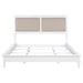 White upholstered Bexhill 56-inch Eastern King panel bed by CoasterEveryday, showcasing a modern bedroom furniture design.