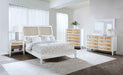 CoasterEveryday Bexhill 5-piece California King bedroom set in white, including bed frame, dresser, and matching furniture.
