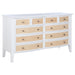 CoasterEveryday Bexhill 5-piece California King bedroom set in white, including bed frame, nightstands, and matching furniture pieces.
