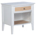 White Bexhill 5-piece Queen bedroom set by CoasterEveryday, including bed frame, two nightstands, dresser, and mirror.