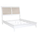 White upholstered Queen panel bed from the Bexhill collection, featuring a classic design and sturdy wooden frame.