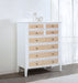 White Bexhill 8-drawer chest of drawers from CoasterEveryday, featuring a modern furniture design with multiple storage drawers.