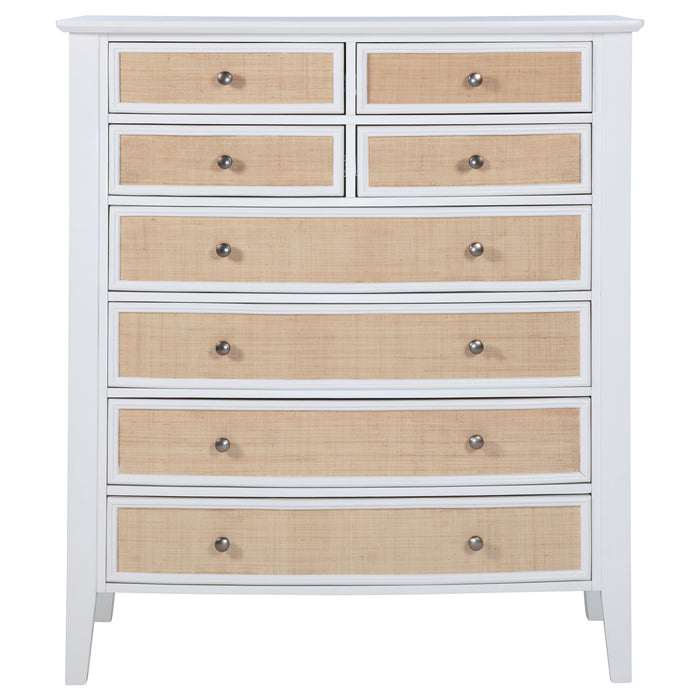 White CoasterEveryday Bexhill 8-drawer chest of drawers with modern design and sleek handles, made of durable furniture material.