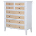 White Bexhill 8-drawer chest of drawers by CoasterEveryday, showing a modern furniture piece with sleek drawer handles.