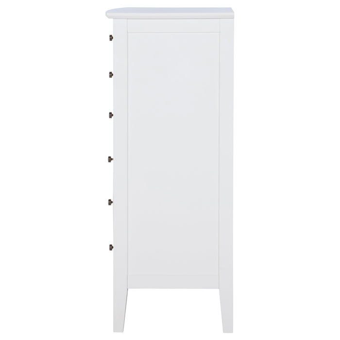 White Bexhill 8-drawer chest of drawers from CoasterEveryday, showcasing a sleek furniture piece with eight spacious drawers.