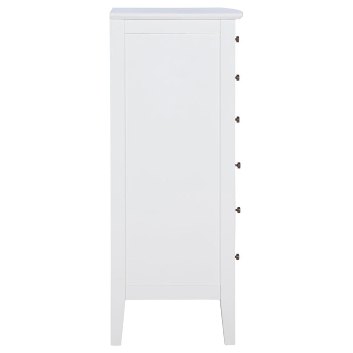 White Bexhill 8-drawer chest of drawers by CoasterEveryday, featuring sleek design and multiple storage drawers in a modern furniture style.