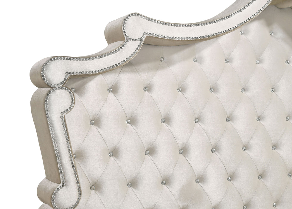 Antonella Upholstered California King Panel Bed Ivory And Camel