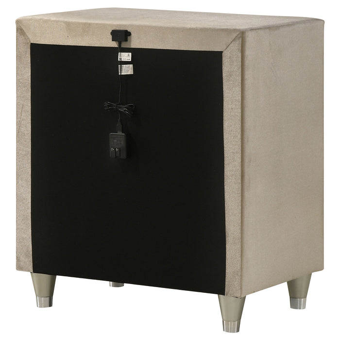 Antonella Upholstered 3-drawer Nightstand Ivory and Camel