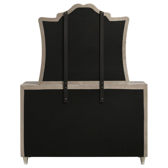 Antonella 7-drawer Upholstered Dresser with Mirror Ivory