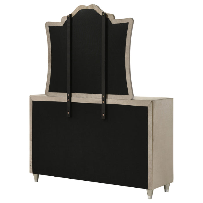 Antonella 7-drawer Upholstered Dresser with Mirror Ivory