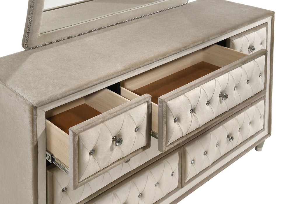 Antonella 7-drawer Upholstered Dresser with Mirror Ivory