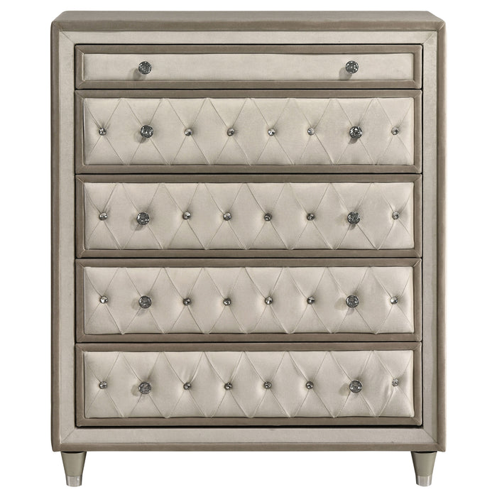 Antonella 5-drawer Bedroom Chest Ivory and Camel