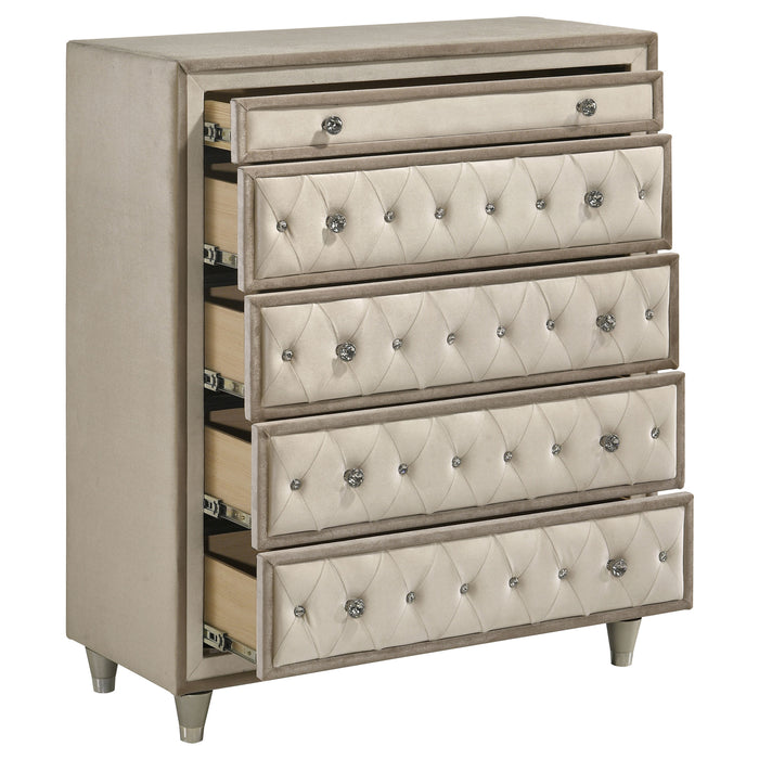 Antonella 5-drawer Bedroom Chest Ivory and Camel