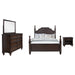 Dark oak California King bedroom set by CoasterEveryday, including bed frame, dresser, and matching furniture pieces.