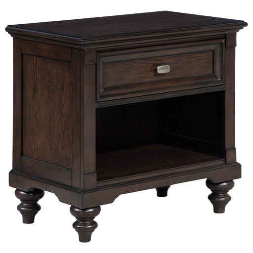 Dark oak Andover 1-drawer nightstand by CoasterEveryday featuring a sleek wood finish and modern bedside table design.