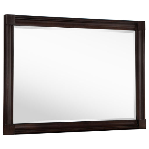 Dark oak Andover dresser mirror by CoasterEveryday, showcasing a sleek rectangular furniture mirror with a matching dark wood finish.