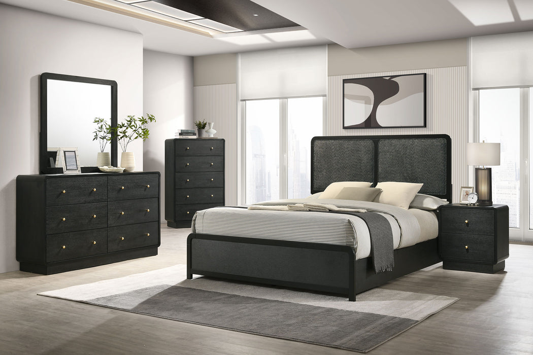 Cavelle 51-inch Upholstered Eastern King Panel Bed Black