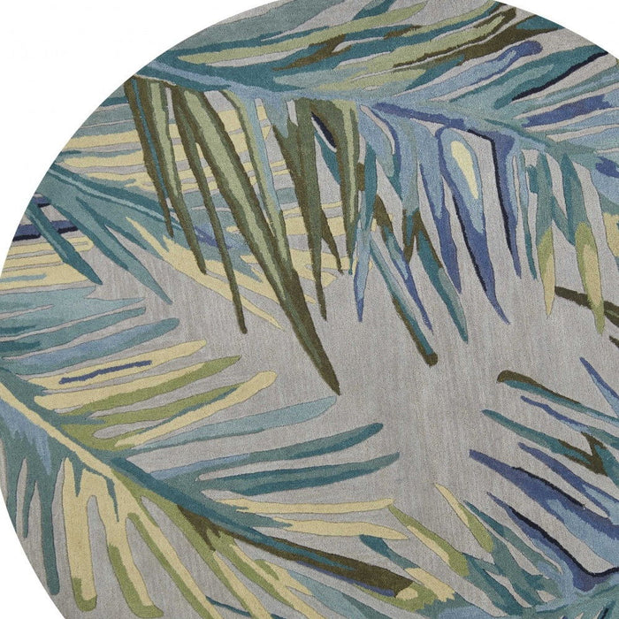 7' Round Wool Area Rug - Gray Or Blue